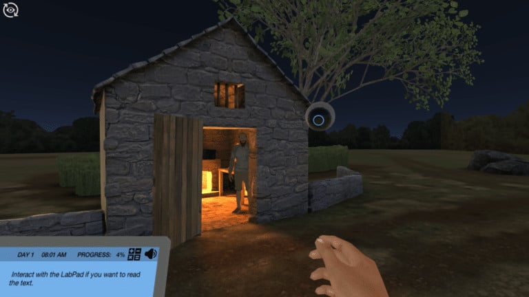 Man in cabin from Labster