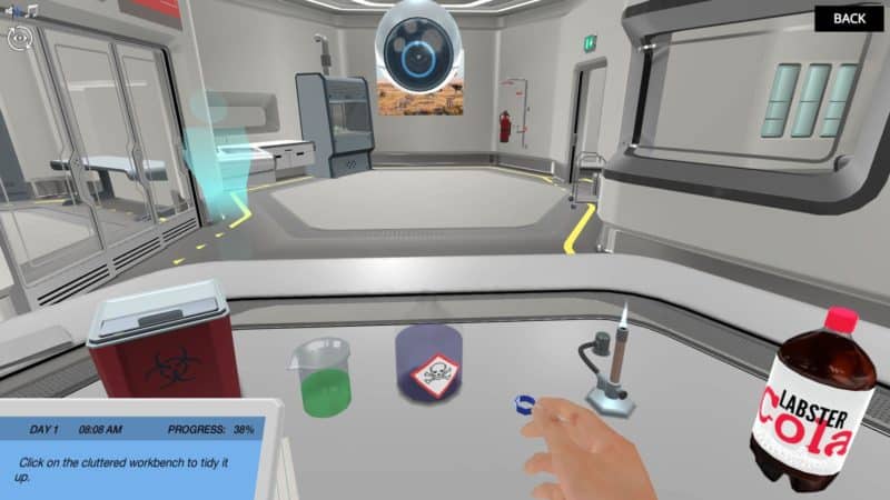 Lab bench with safety hazards