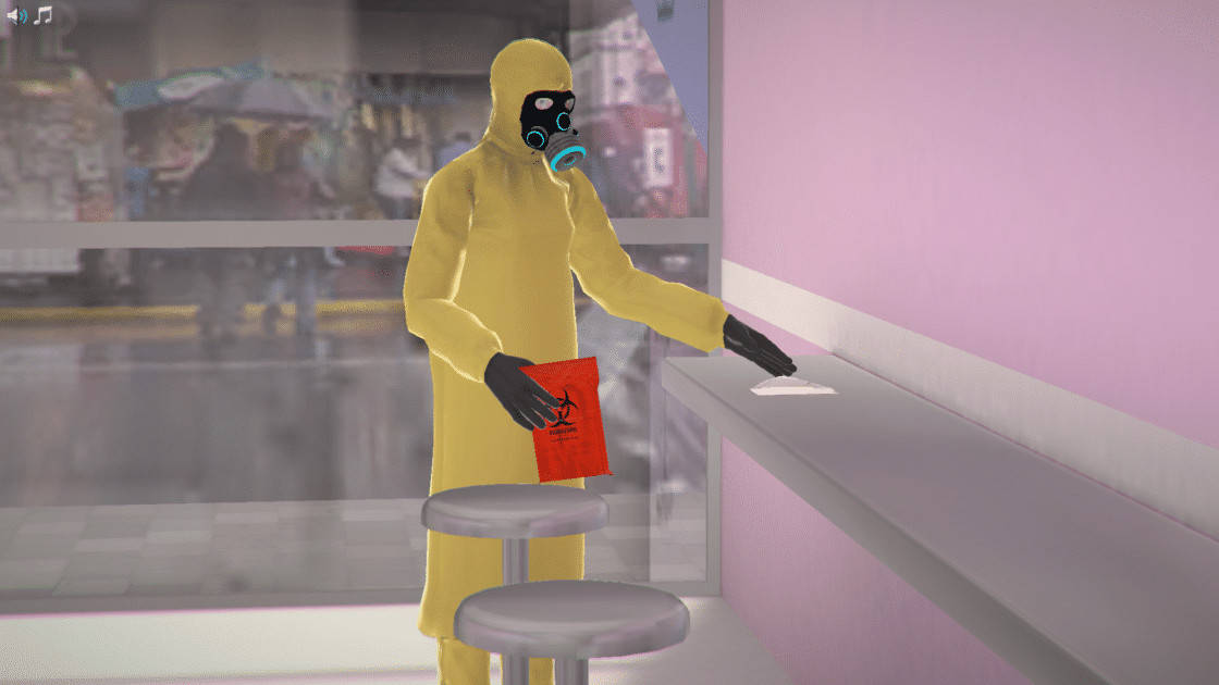 Screenshot of the Biosafety virtual lab