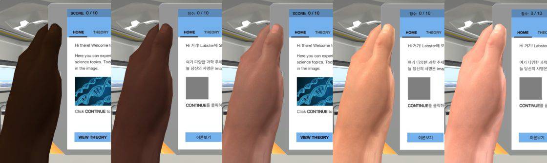 Labster randomly displays its lab hand avatar in one of 5 skin tones